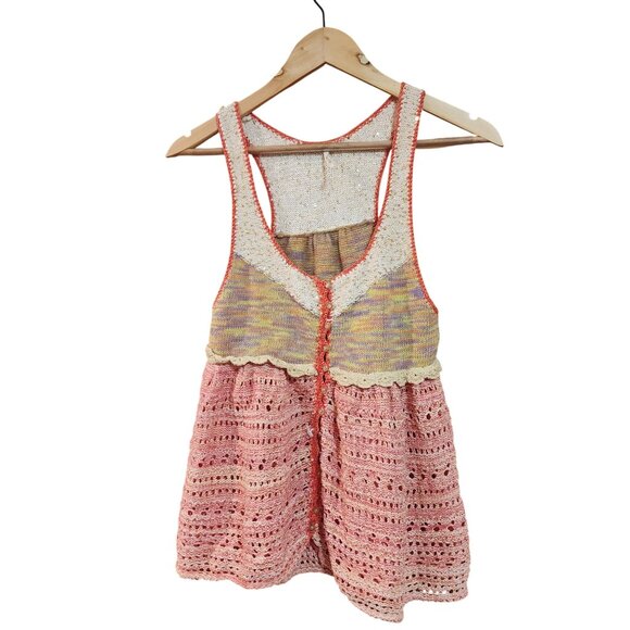 Free People Tops - Free People Crochet Sequin Bohemian Tank Top Womens size XS